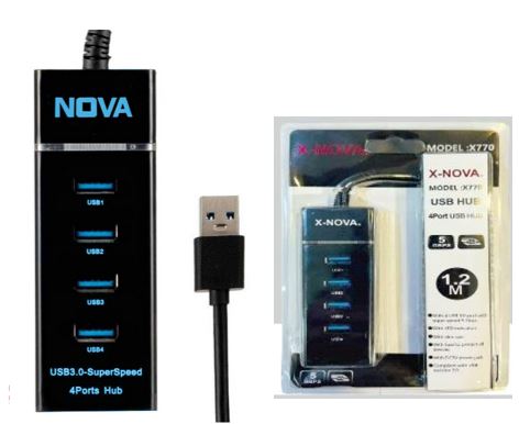 هاب 4پورت NOVA X-770 USB3 با کابل 1/20CM