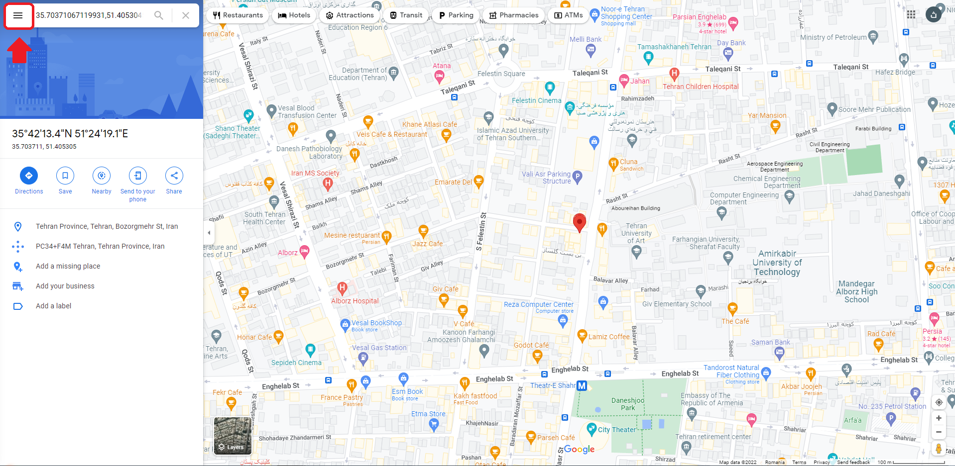 لینک امبد در گوگل مپ